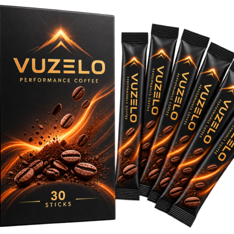 vuzelo-performance-coffee Vuzelo Performance Coffee stick-pack box and sachets