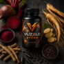 Vuzelo Storm bottle with its featured botanical ingredients