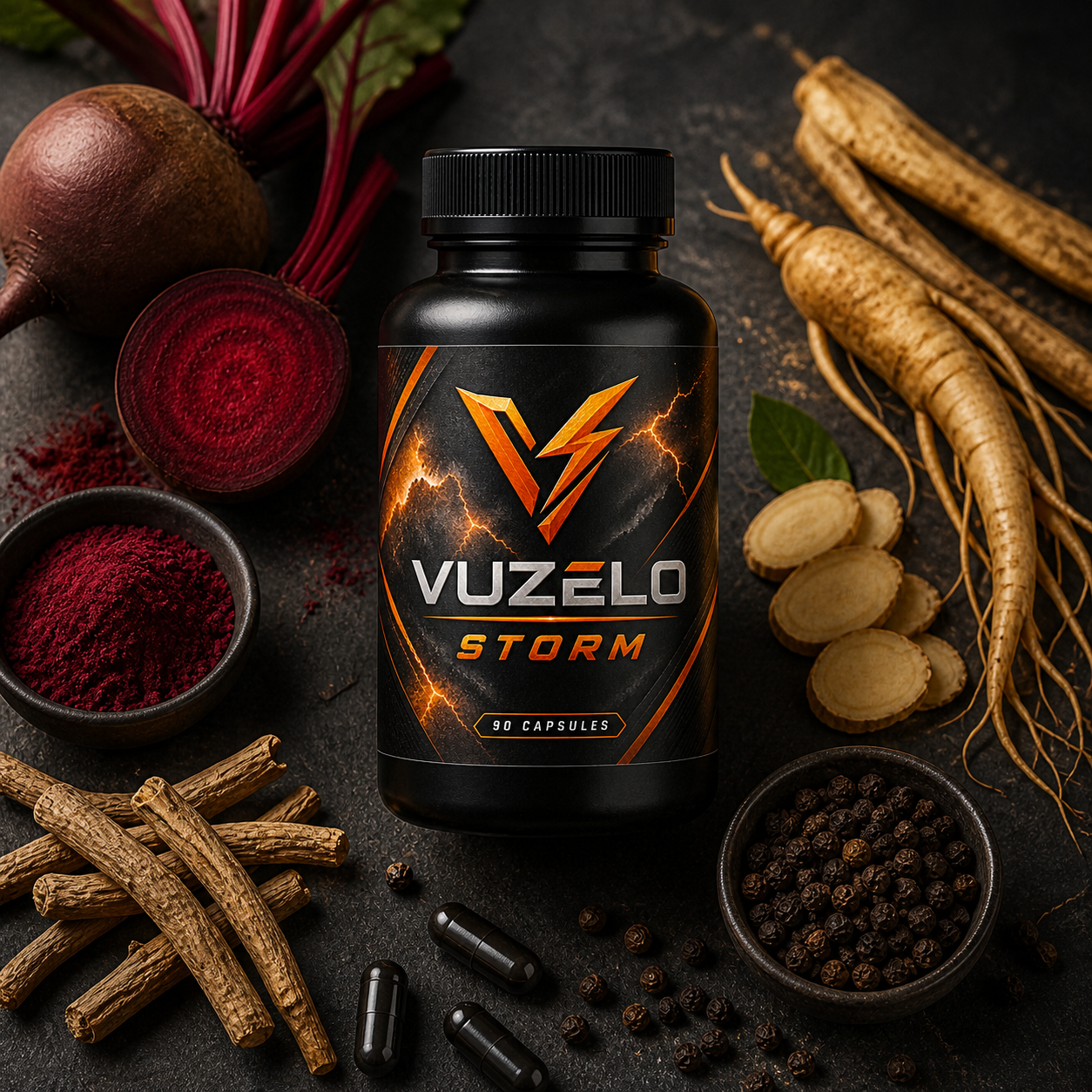 Vuzelo Storm with featured botanical ingredients